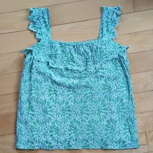Floral Lace Sleeveless Top - Green